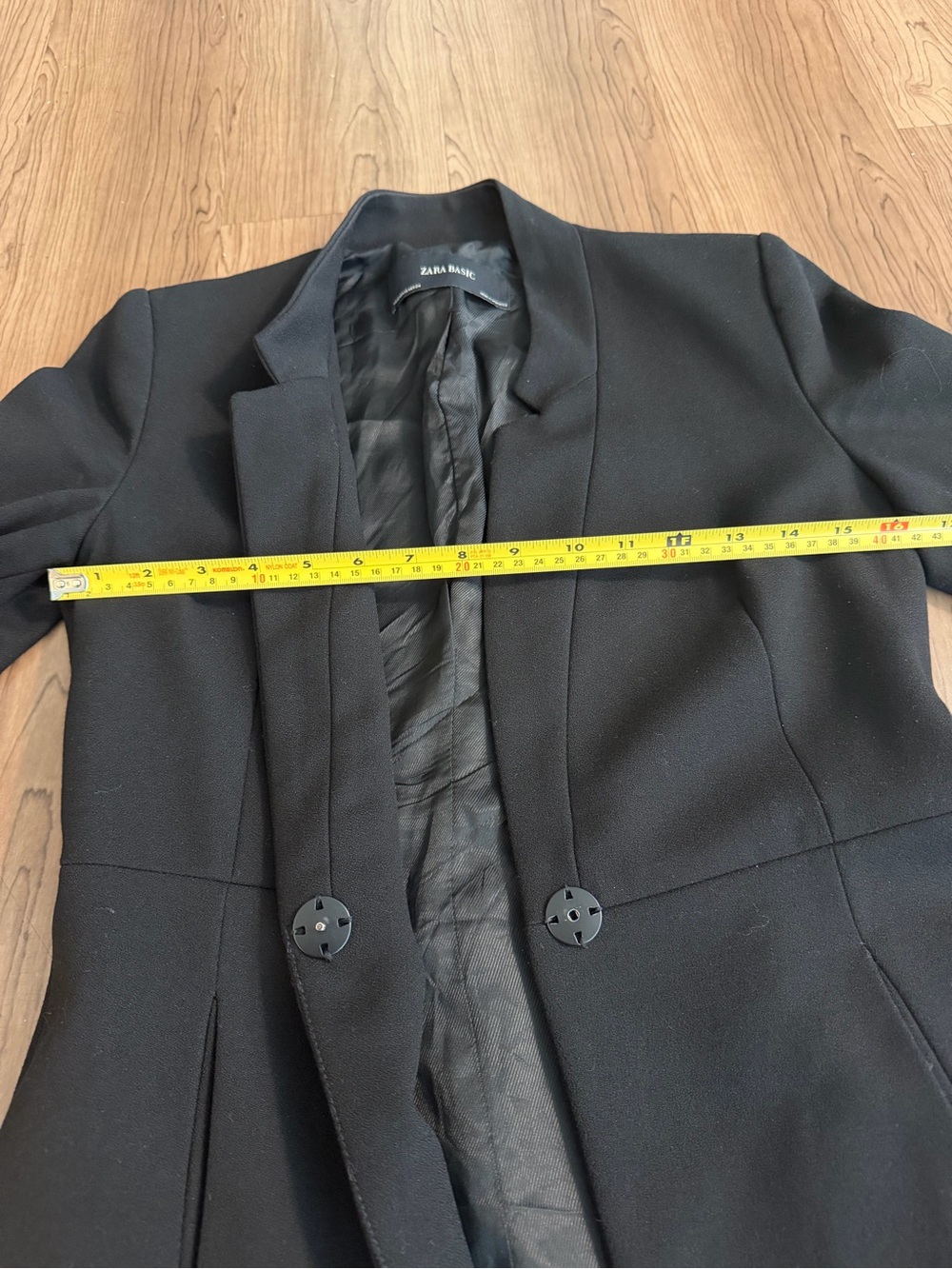 Zara Black Longline Fitted Blazer Coat size XS - Picture 6 of 9